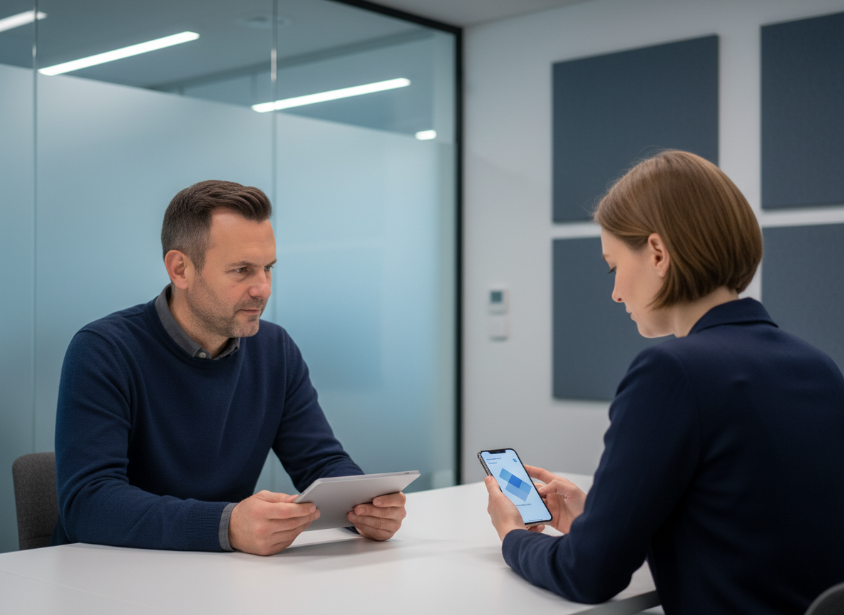 Participant testing a website or app in a moderated session